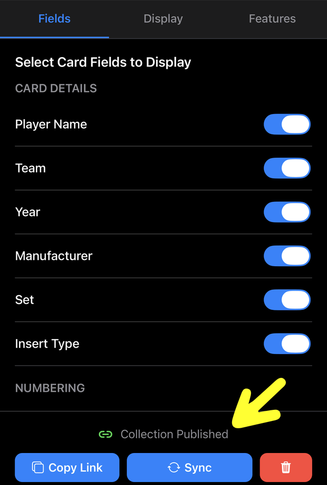 Collection is published on iOS